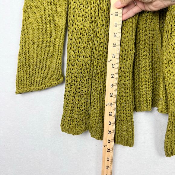 Pure Handknit Loose Open Knit Chunky Green Sweater Lagenlook Cardigan Size S/M - Picture 12 of 12